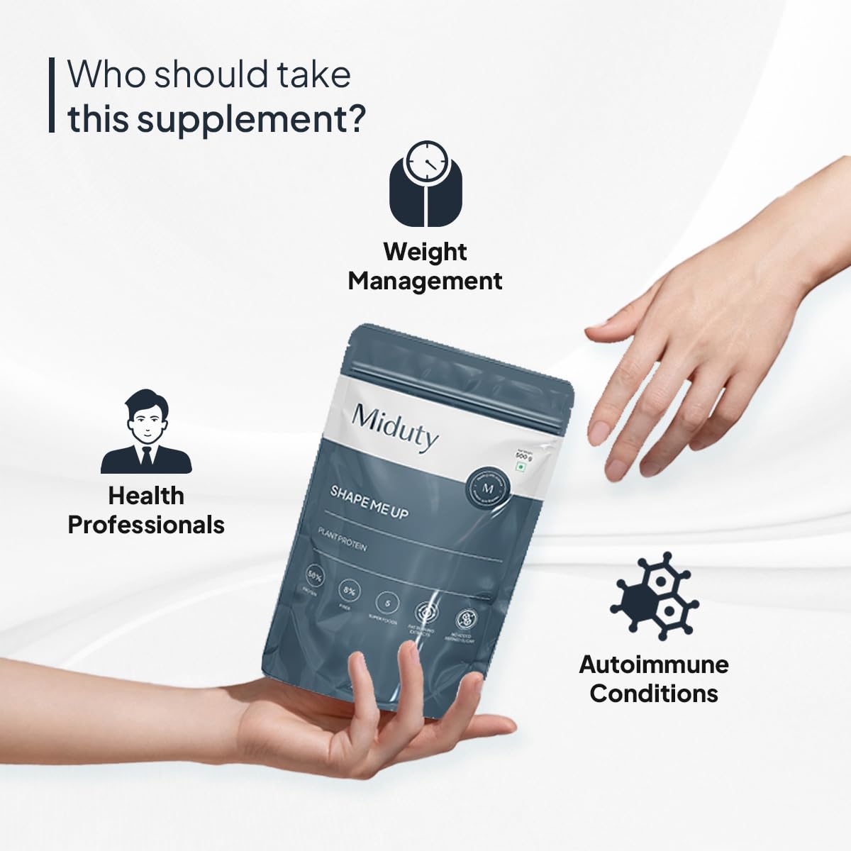 Zephivo Miduty by Palak Notes ShapeME Up Plant Protein - Vanilla Flavour - 1 Billion Probiotics - Vegan Protein Shake for Lean Weight Loss - Protein Powder - Effective Weight Management - 500gm