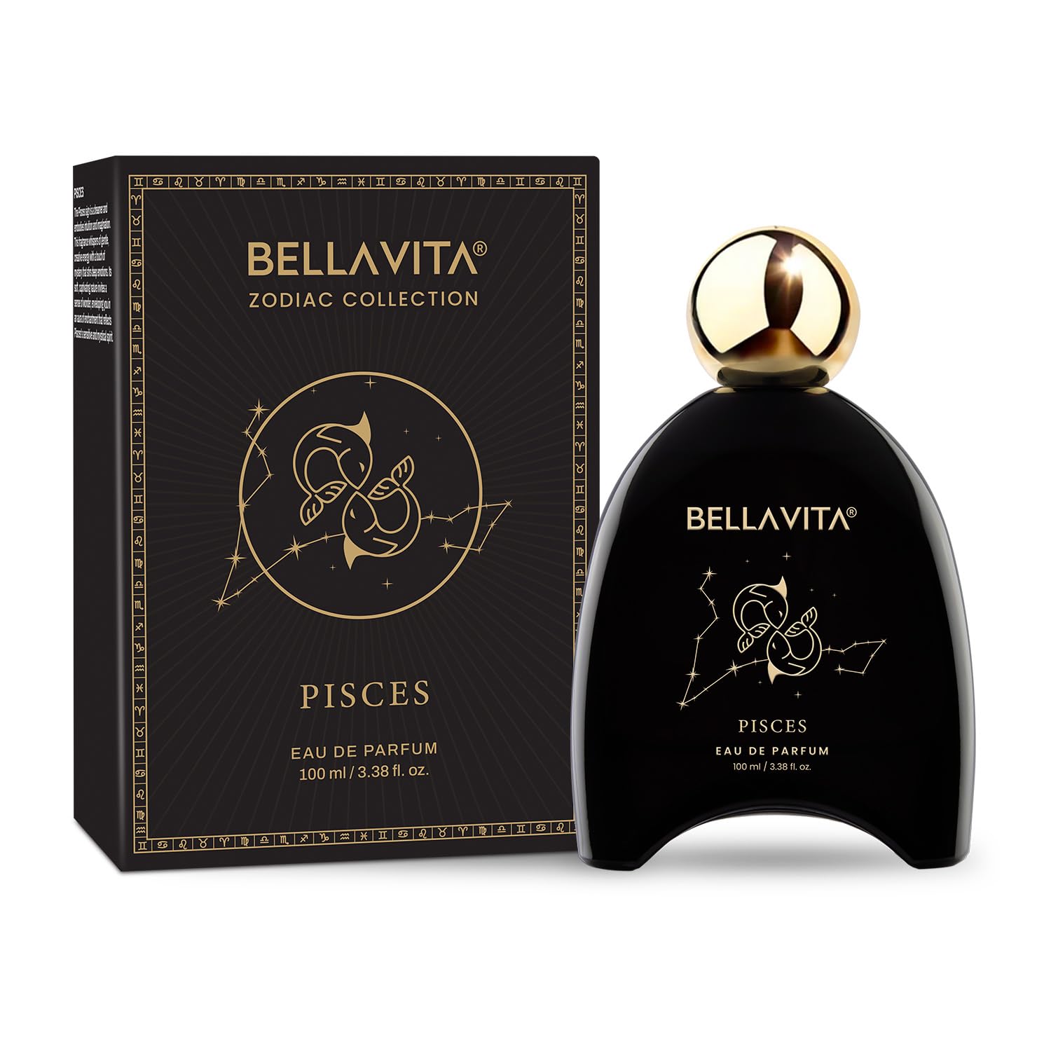 Bellavita Pisces Eau de Parfum bottle and packaging on a white background
