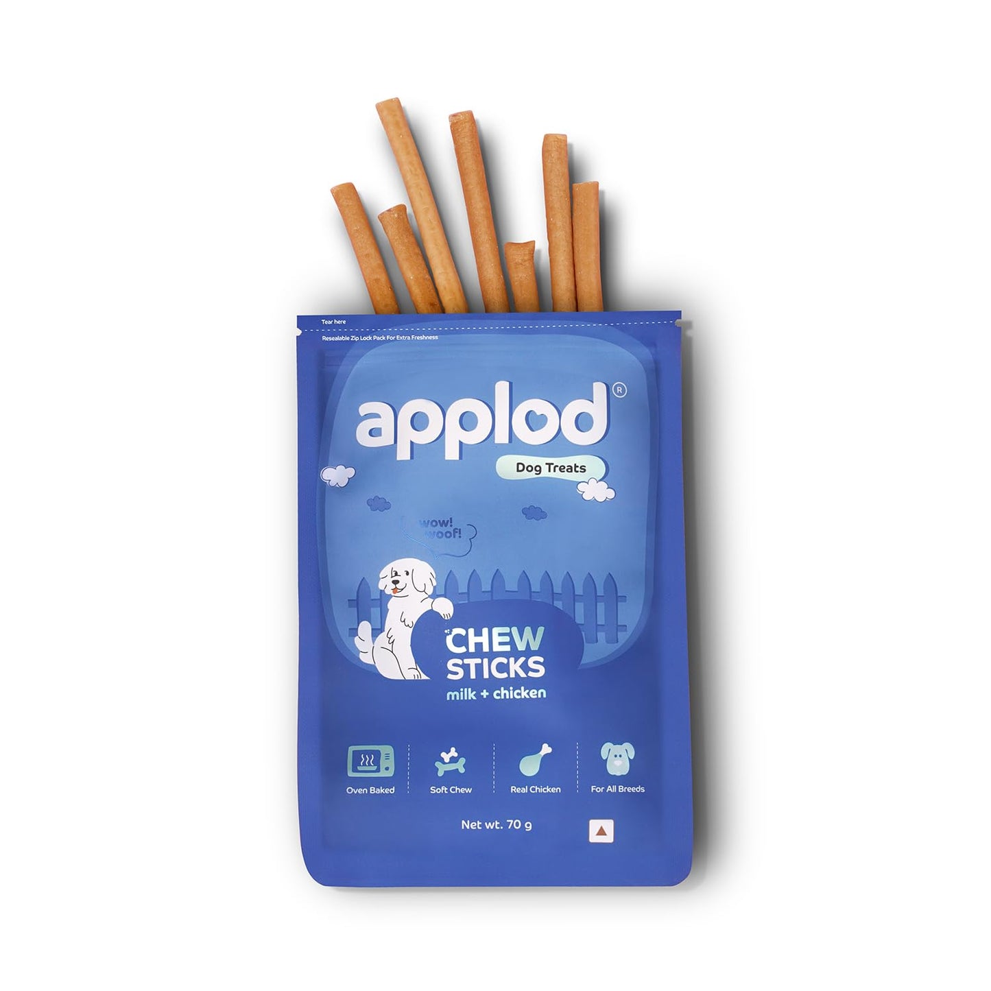 Applod Soft Milk & Chicken Chew Sticks for Puppies & Adult Dogs | Soft & Chewy Training Treats for All Breeds | Healthy Easy-to-Chew Dog Snacks | 70g