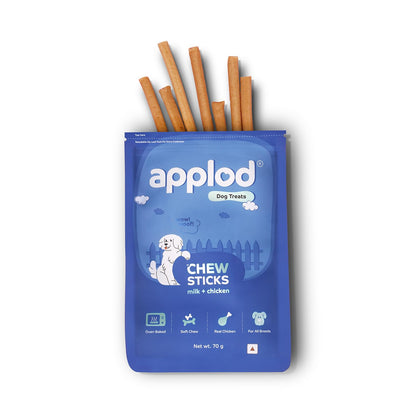 Applod Soft Milk & Chicken Chew Sticks for Puppies & Adult Dogs | Soft & Chewy Training Treats for All Breeds | Healthy Easy-to-Chew Dog Snacks | 70g