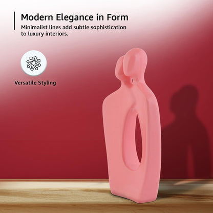 Inseparable Ceramic Couple Figurine | A Timeless Expression of Love & Unity | Elegant Décor for Any Setting – Pack of 1, Pink