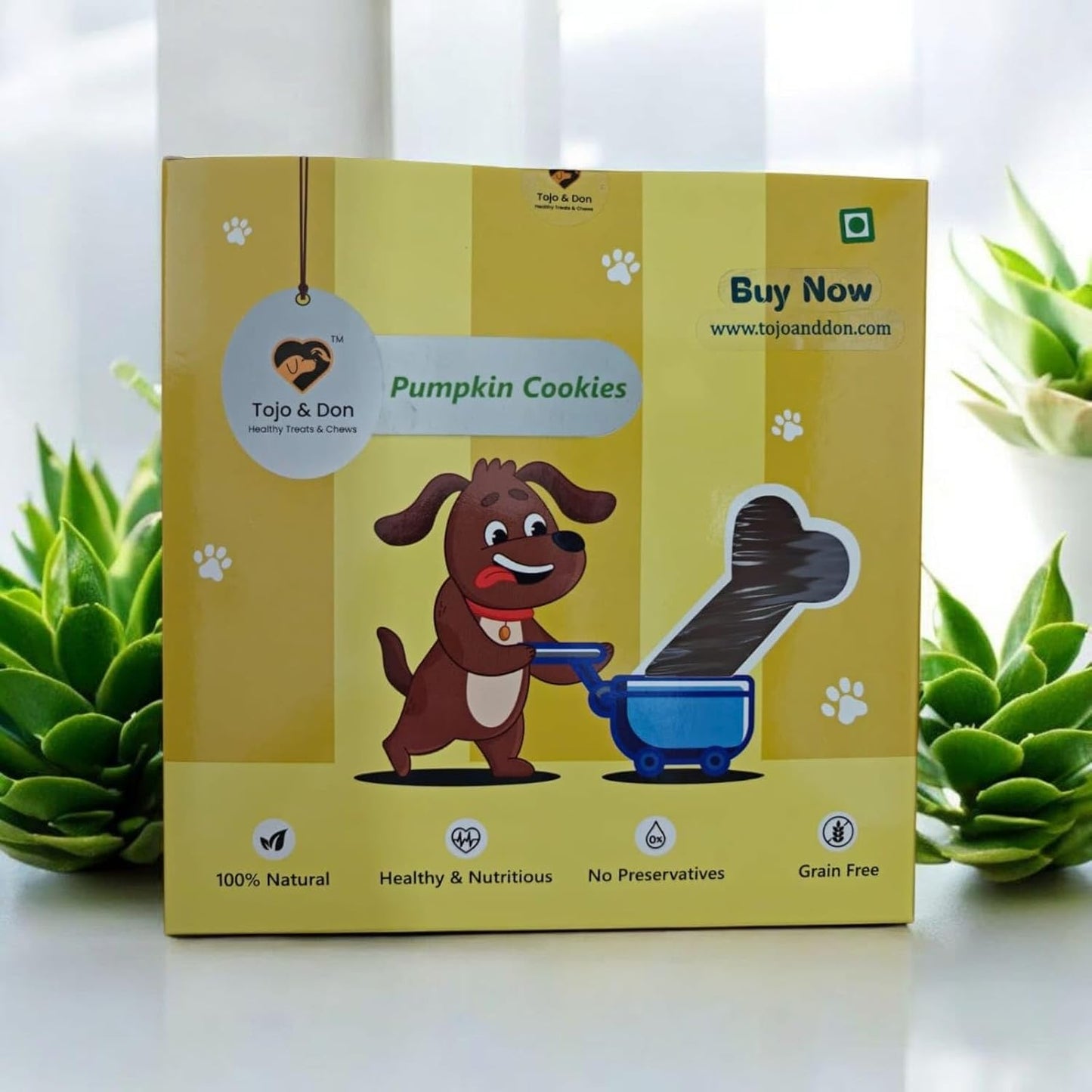 Tojo & Don Pumpkin Biscuits for Dogs, 200 g | 100% Veg, Grain-Free & Gluten-Free Pumpkin Cookies | Healthy Dog Treats with High Fibre | No Preservatives | Easy to Digest | for All Dog Sizes