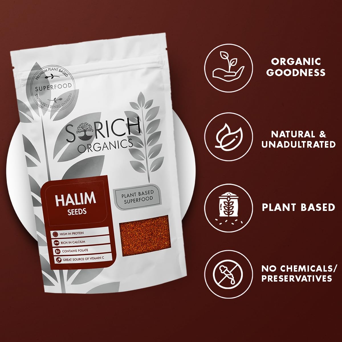 Sorich Organics Halim Seeds | Garden Cress Seeds (Aliv) | Rich in Protein, Fiber, Iron & Omega-3 | Immunity Booster Superfood | Non-GMO | Gluten Free