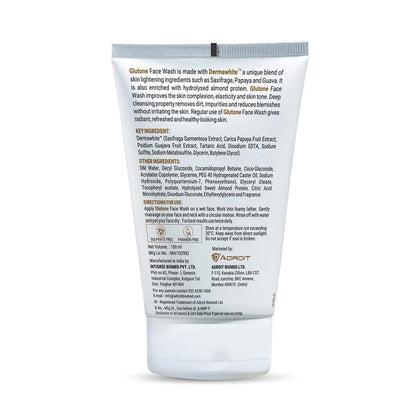 Glutone Face Wash packaging with text on a white background