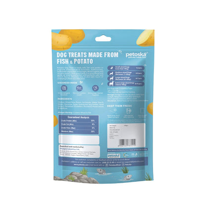 PETOSKA Potato Fish Sticks- 100gms | Crunchy Dog Treats | Dog Treats with Fish & Potato | Highly Nutritious | Easy to Digest | Dental Hygiene | Suitable for All Dog Breeds | Pack of 1