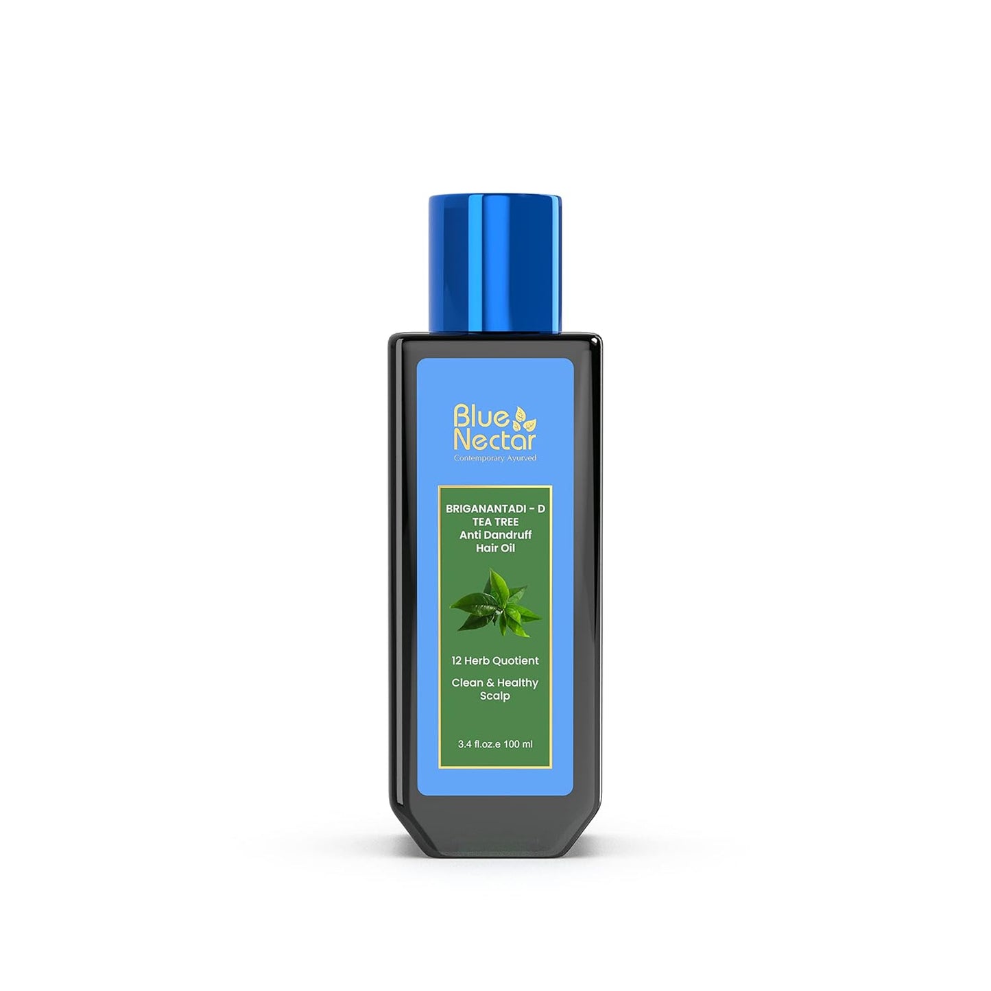 Blue Nectar Anti Dandruff Hair Oil | Ayurvedic Hair Oil with Neem, Tea Tree & Bhringraj for Hair Growth & Dandruff | Non-Sticky Hair Oil for Dry Scalp (12 Herbs, 100ml)