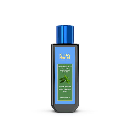 Blue Nectar Anti Dandruff Hair Oil | Ayurvedic Hair Oil with Neem, Tea Tree & Bhringraj for Hair Growth & Dandruff | Non-Sticky Hair Oil for Dry Scalp (12 Herbs, 100ml)