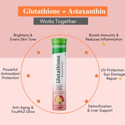 Naturavest Glutathione 600 mg for skin whitening, For Pigmentations and Glowing Skin Powerhouse of Antioxidants with Bioactive Formula, (Strawberry & Lemon flavour) (15 tablets)