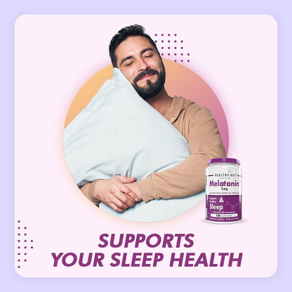 HealthyHey Nutrition Melatonin 3mg, Pack of 120 vegetable capsules - Promotes Sleep and Relaxation
