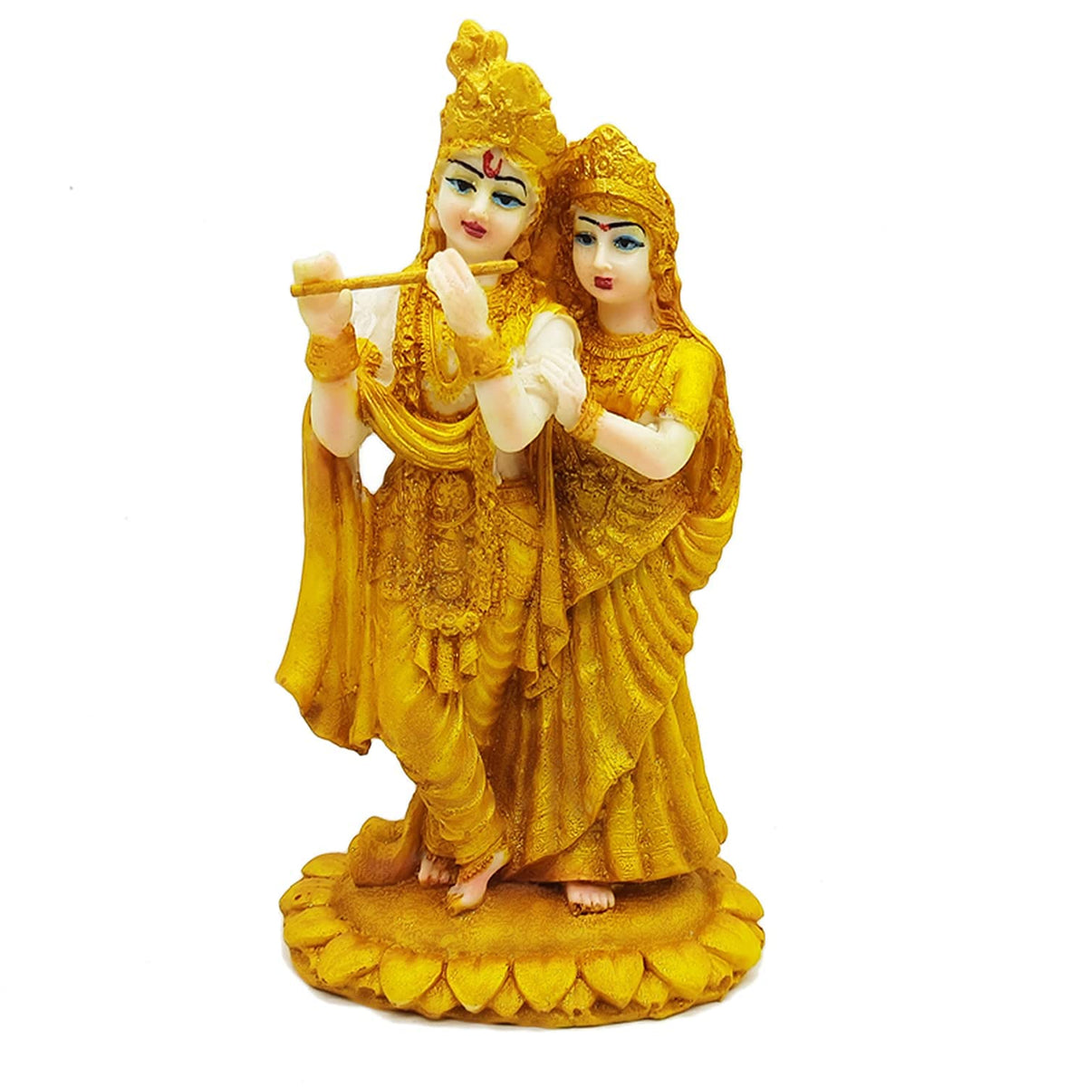 Radha Krishna ji Jugal Jodi Murti Poly Resin, Marble Crush for Home Mandir Temple Showpiece Idol Statue Gifts Home Decor Temple Pooja Golden