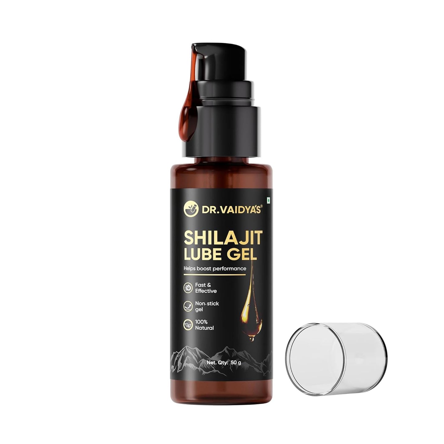 Dr. Vaidya’s Shilajit Lube Gel | First Ever Shilajit Infused Lube Gel | Enhances Performance & Stamina | Mess free | 100% Pure Himalayan Shilajit, Jaiphal & Cinnamon Oil, Ashwagandha | 50g