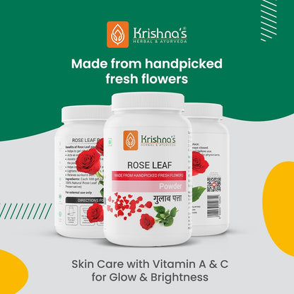 Krishna's Rose Leaf Powder 100 g | Skin Glow | Tan Removal | Hair Mask | Shiny Skin
