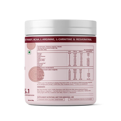 Supplement container with nutritional label on a white background