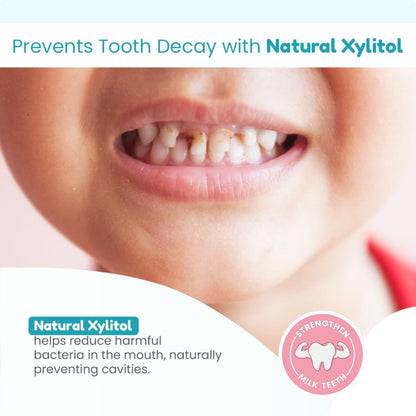Mother Sparsh Natural Toothpaste for Kids-50g, Strawberry (With Free Toothbrush) | Strengthens Gums, Whitens Teeth | Preservative & Fluoride Free Baby Toothpaste | Anti Cavity + Enamel Care