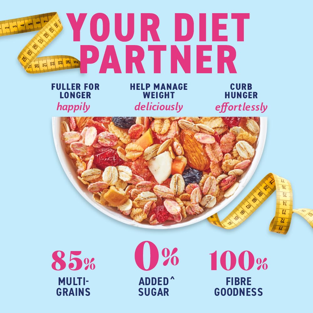 Bagrry’s No Added Sugar Muesli with Fruits, Nuts & Seeds – 700g | High Fibre & Protein | 0% Added Sugar, No Corn Flakes | Whole Grain Breakfast Cereal with Almonds, Raisins, Pumpkin Seeds & Berries
