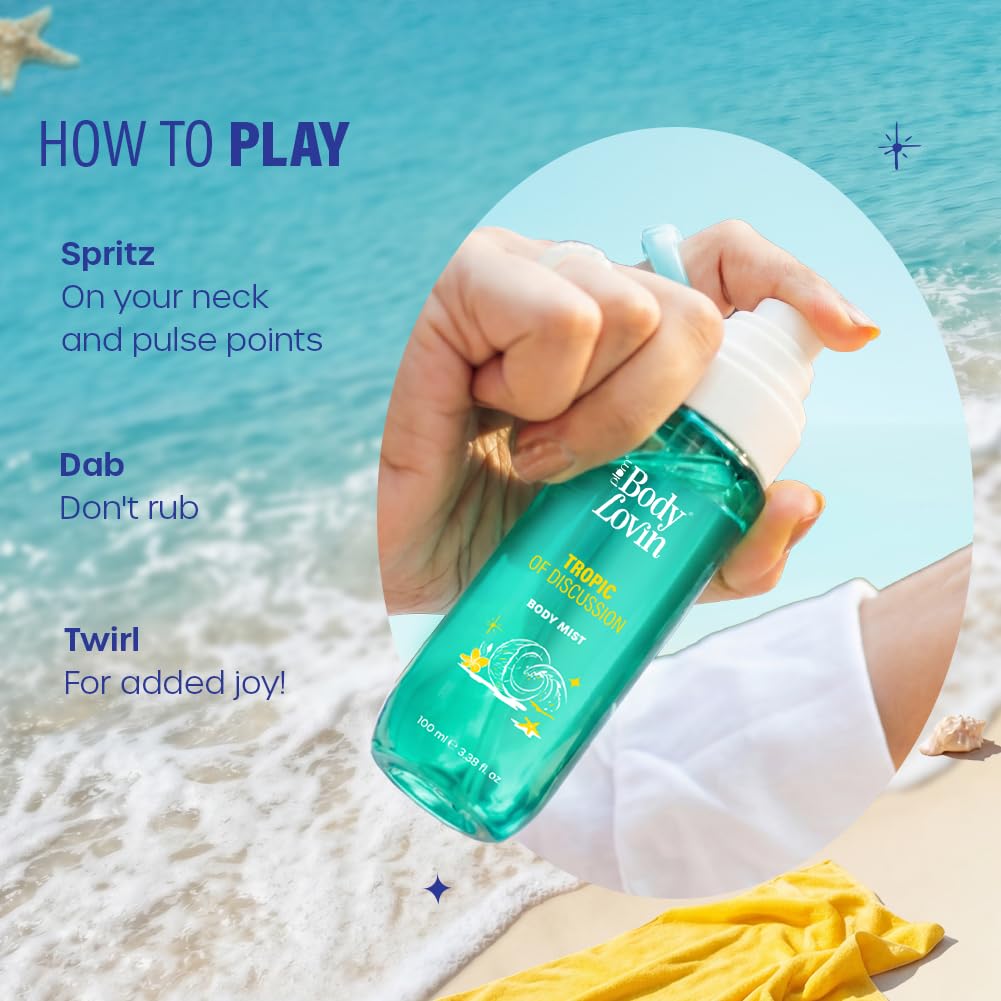 Plum BodyLovin’ Tropic Of Discussion Body Mist | Tropical Breeze Meets Creamy Coconut | Long-Lasting | Fresh Tropical Fragrance | With Notes Of Ozonic, Coconut & Gardenia |100 ml