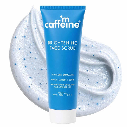 mCaffeine Brightening Face Scrub | Visible Brighter, Smoother Skin | 5% Natural Exfoliants | Walnut & Apricot | Caffeine | Deeply Cleanses Pores | Gentle Exfoliation | For Women & Men | Suitable for All Skin Types - 100g