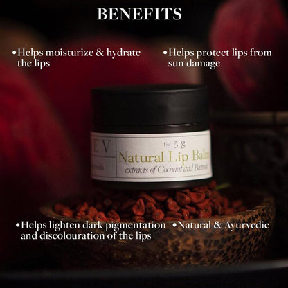 Sadhev Ayurvedic Natural Lip Balm With Beetroot & Coconut Oil | Mildly Tinted Moisturizer | Softens Dry Chapped & Pigmented Lips All Day (5 gm)