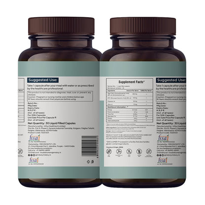 Miduty Veg Omega-3 500mg | 40% Algal DHA + EPA | High-Potency Plant-Based Omega-3 | No Fish Oil, No Fishy Burps | Veg Capsules for Men & Women - 30 Capsules