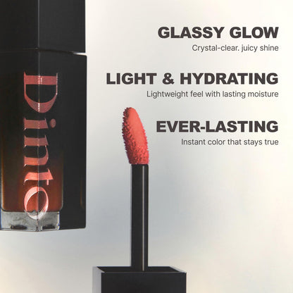 DINTO Blur-Glowy Lip Tint (218 Memento Mori 3.5g) Hydrating Glossy Korean Lip Tint, Glass Shine Finish, Lightweight Non-Sticky Long Lasting Lip Stain, Moisturizing Lip Color, Vegan & Cruelty-Free