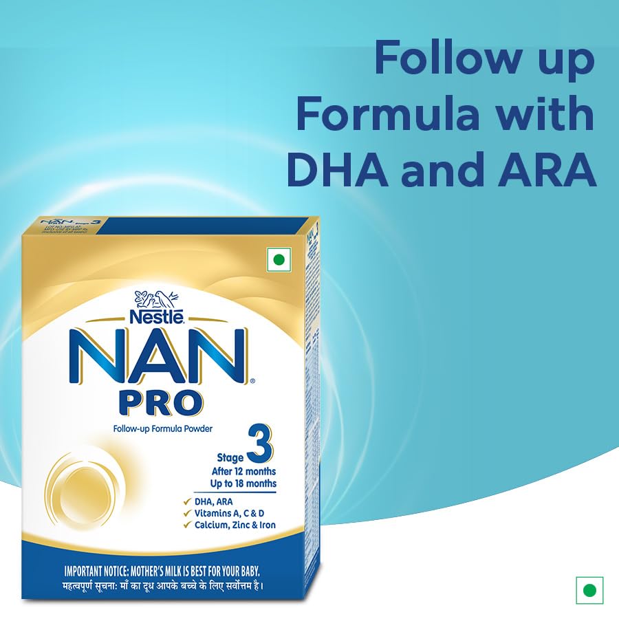 Nestlé NAN PRO 3 Follow-Up Formula-Powder After 12 months, Up to 18 months, Stage 3, 400g Pouch in Box