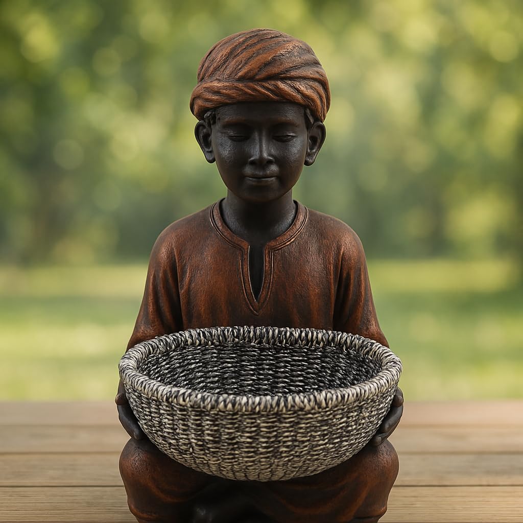 Men with Basket Showpiece for Home Decor & Office Decor | Man Idol Figurine (Men with Basket)