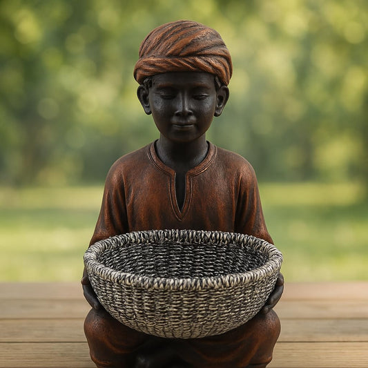 Men with Basket Showpiece for Home Decor & Office Decor | Man Idol Figurine (Men with Basket)
