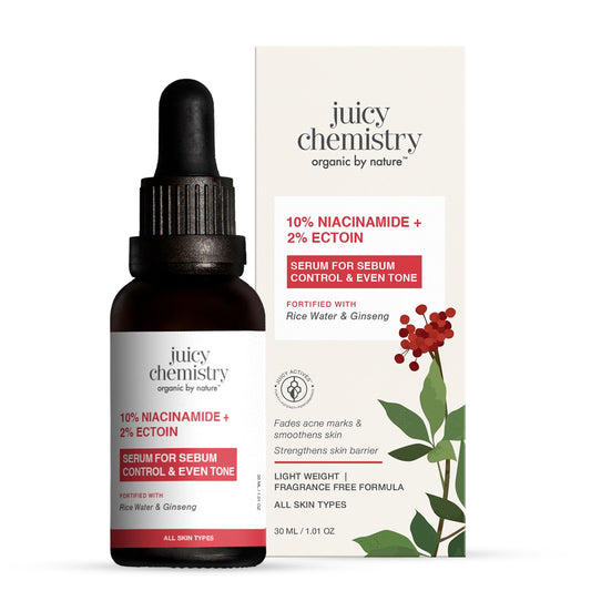 Juicy Chemistry 10% Niacinamide + 2% Ectoin Serum, 30ml | Brightening, Hydrating & Barrier-Repair Face Serum | Controls Excess Oil | Unclogs & Reduces Enlarged Pores | Calms Redness & Inflammation | Dermatologically Tested