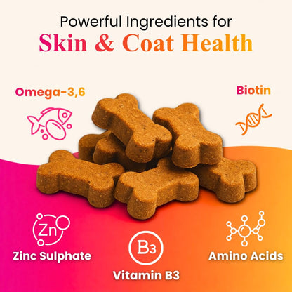 Petroyale Skin & Coat Chews for Dogs | Healthy Skin & Shiny Fur Supplement | Helps Reduce Shedding, Dry & Itchy Skin | Supports Immunity & Overall Wellness | 30 Soft Chews