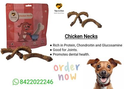 Tojo & Don Dehydrated Chicken Necks for Dogs, 200 g | Natural Chicken Dog Treats & Dental Chews | Single Ingredient | Grain-Free & Gluten-Free | Crunchy Treats for Puppies & Adult Dogs