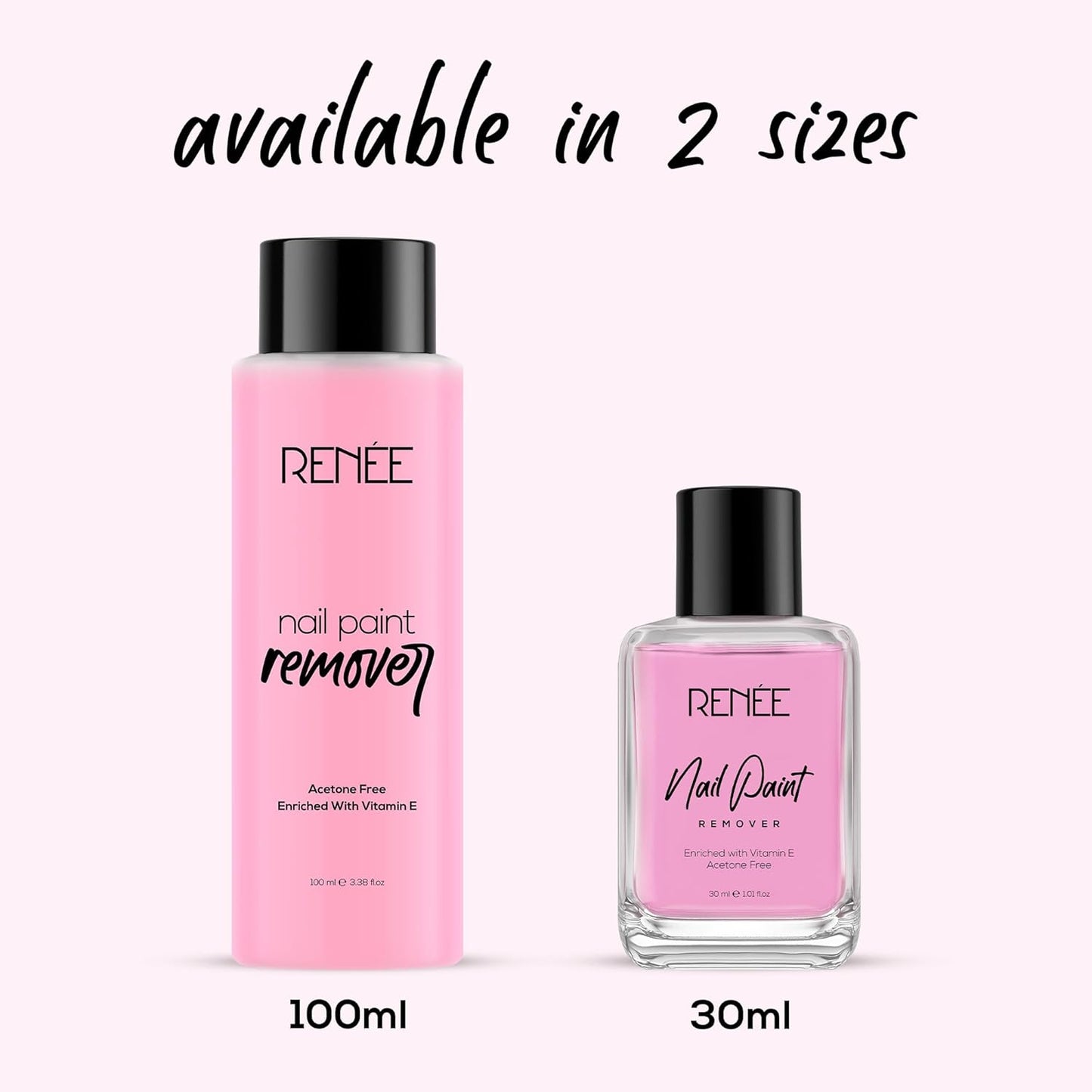 RENEE Nail Paint Remover, 30ml - Moisturizing, Acetone Free, with Vitamin E & Glycerin for Nourished, Stain Free Nails - Quick, Effective, Gentle Nail Polish Remover for All Types of Nail Polish
