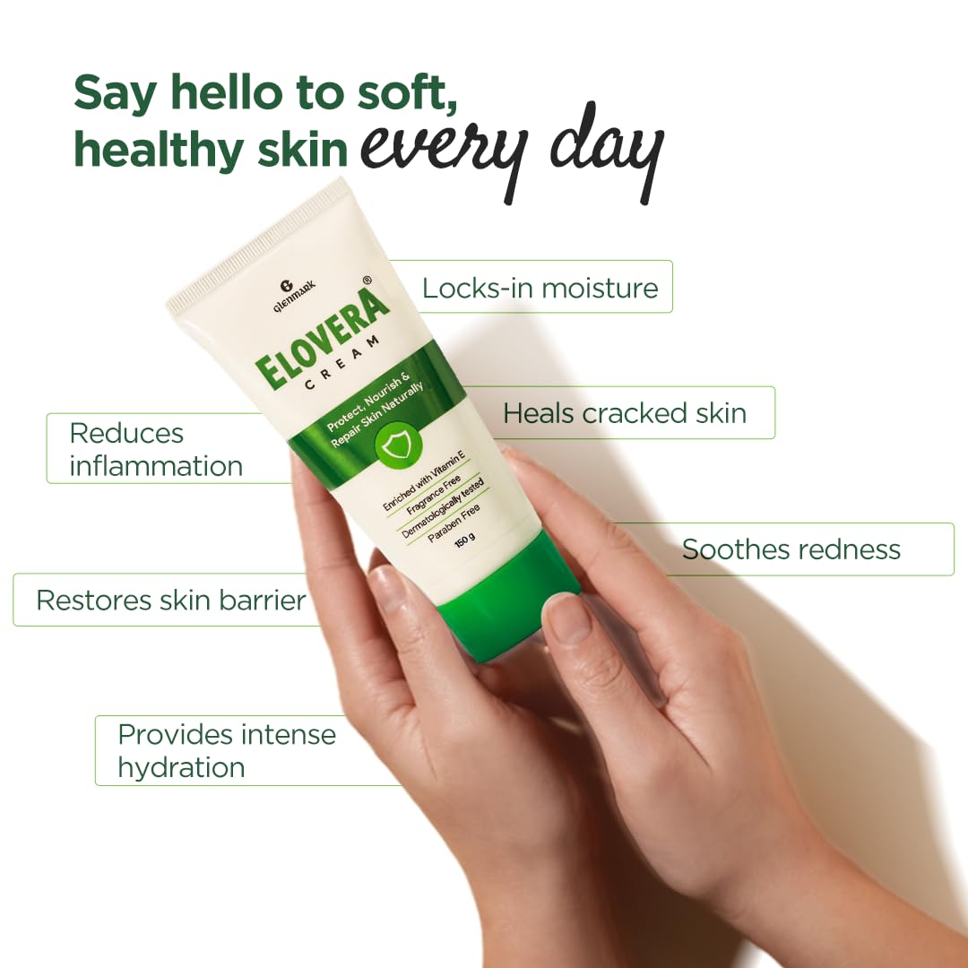 Elovera Moisturising Cream 150g | For Dry Skin | with Aloe Vera & Vitamin E | Protects, Nourishes and Repairs Skin | Paraben Free | Fragrance Free