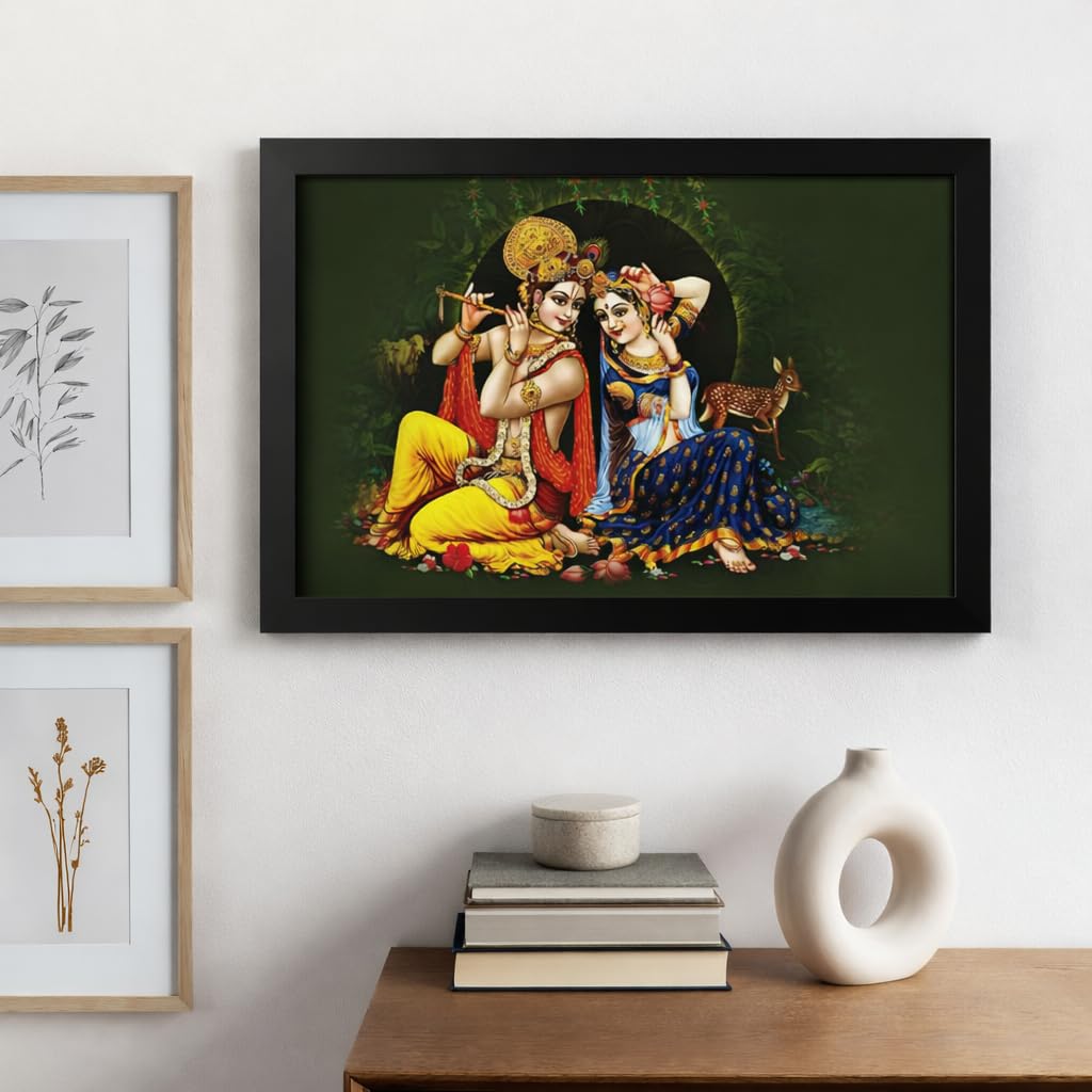 Raasleela Radha Krishna Art Framed Painting | Ready to Hang (Wood, 12inch x 18 inch)
