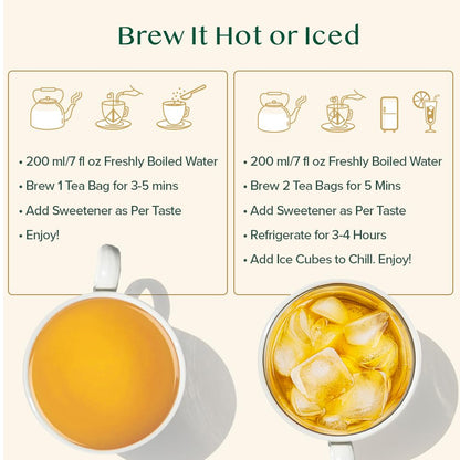 VAHDAM Turmeric Ashwagandha Herbal Tea - 50 Tea Bags | Fights Inflammation, Reduces Stress & Boosts Energy | 5-Herb Caffeine Free Blend | With Black Pepper, Lemongrass & Licorice