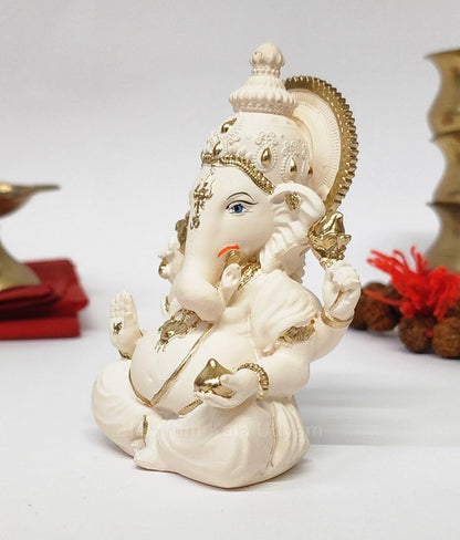 Peach Ivory Terracotta Vinayagar Ganesha Idol Perfect for Car Dashboard, Office Desk, Home Decor, and Gifting | (PEACHTERRVINAYAGAR 4")