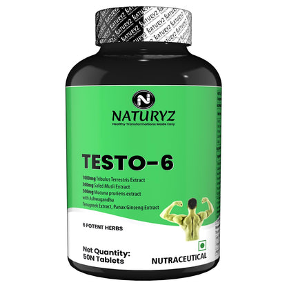 Naturyz Testo-6 supplement bottle on a white background