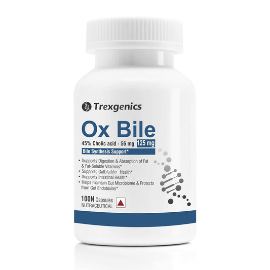 Trexgenics BILE EXTRACT 125 mg 45% CHOLIC ACID Bile Synthesis Support (100 Capsules) (Pack of 1).