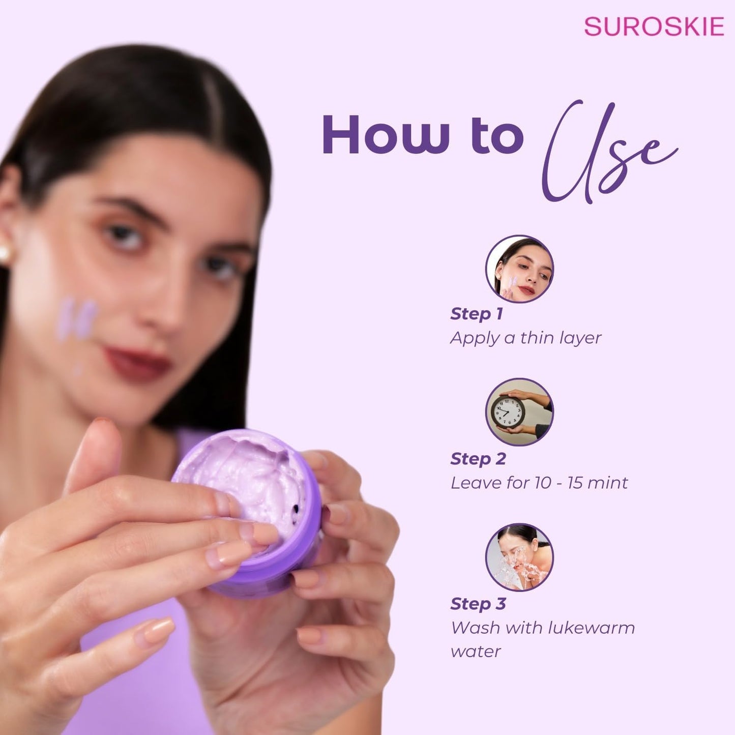 Suroskie Glow & Go De-Tan Clay Mask | Kaolin Clay & Kojic Extract | Removes Tan, Dark Spots & Blackheads | Deep Cleansing & Brightening Face Pack For Glowing Skin | All Skin Types | Men & Women 50G