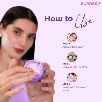 Suroskie Glow & Go De-Tan Clay Mask | Kaolin Clay & Kojic Extract | Removes Tan, Dark Spots & Blackheads | Deep Cleansing & Brightening Face Pack For Glowing Skin | All Skin Types | Men & Women 50G