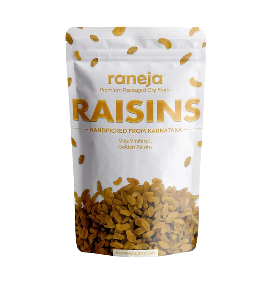 Raneja Golden Seedless Raisins | Premium High in Antioxidants | Naturally Sweet and Tasty|Energy Booster| Raisins Seedless/Kishmish, Draksh, Dry Fruits, Snack, Source of Dietary Fibre