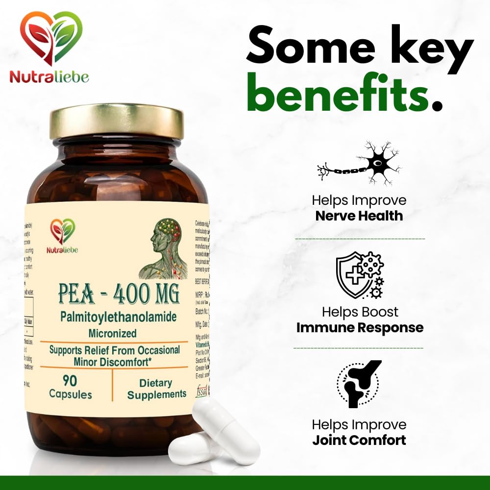 Nutraliebe PEA 400mg (Palmitoylethanolamide) – Supports Joint Comfort, Immune Response, and Nerve Health – 90 Capsules