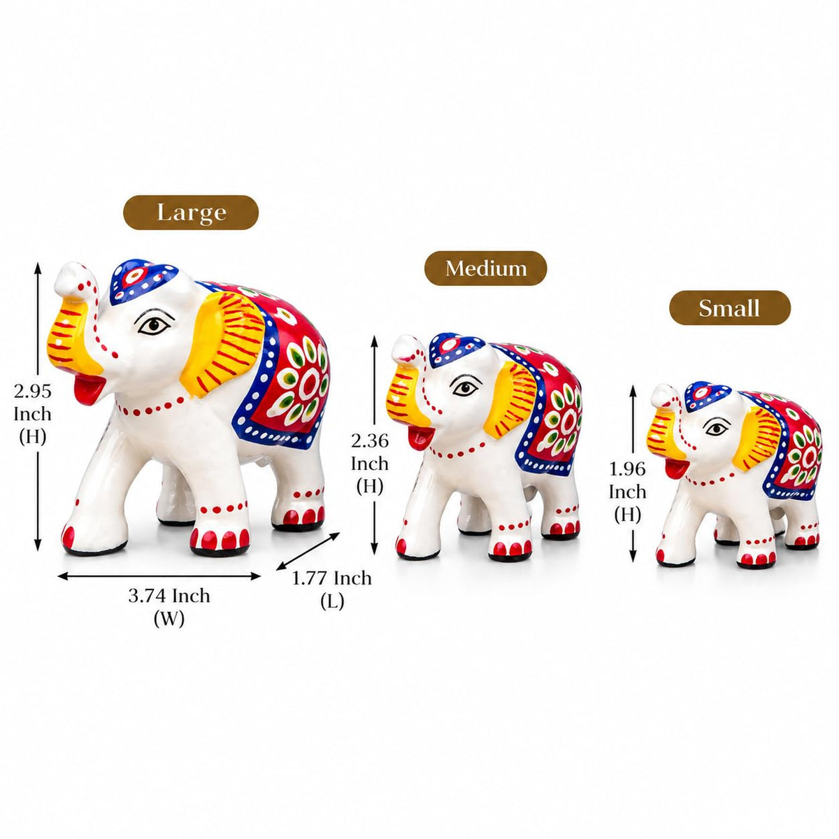 eCraftIndia Set of 3 Elephant Statues for Good Luck| Animal Figurines Decorative Elephant Showpieces| Elephant Decorative Items for Home Living Room Office| Gift for Diwali Birthday Housewarming