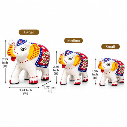 eCraftIndia Set of 3 Elephant Statues for Good Luck| Animal Figurines Decorative Elephant Showpieces| Elephant Decorative Items for Home Living Room Office| Gift for Diwali Birthday Housewarming