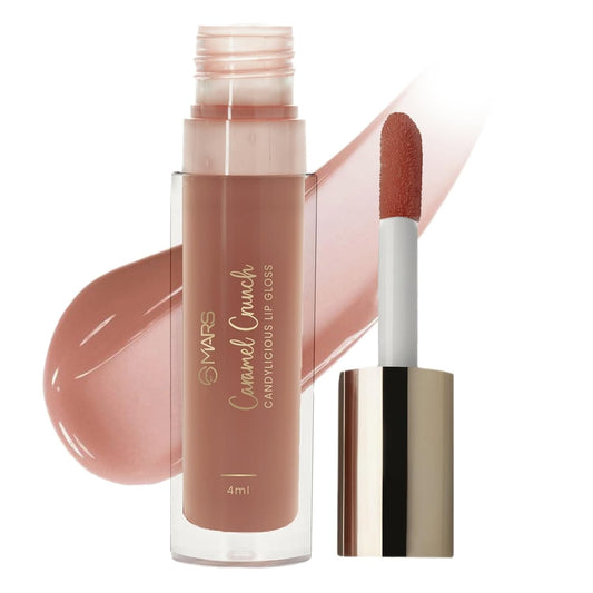 MARS Candylicious Sheer Lip Gloss for Women | Hydrating & High Shine | Lightweight | Non-Sticky | Enriched with Vitamin-E, Hyaluronic Acid & Avocado Ester (4.0ml) (03-CARAMEL CRUNCH)