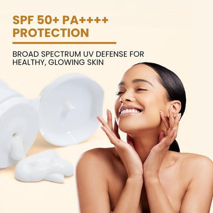 The True Therapy Dewy Sunscreen SPF 50+ PA++++ | Broad Spectrum Sunscreen with Niacinamide, Vitamin E | Dermatologically Tested | 50 g