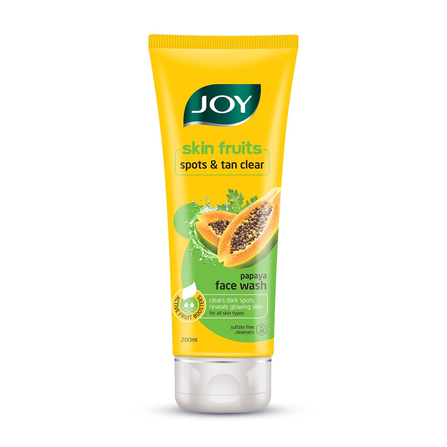 Tube of Joy papaya face wash on a white background
