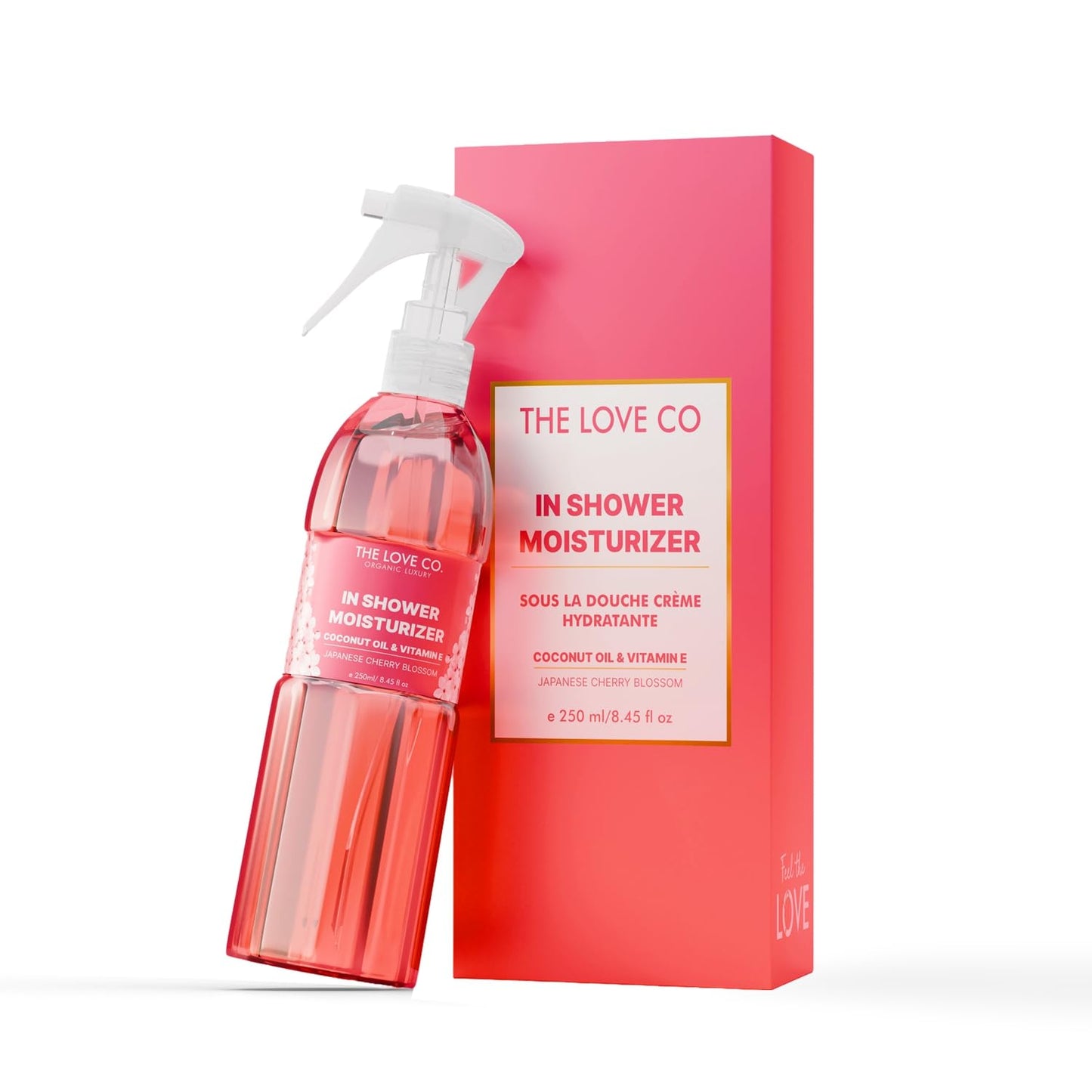 The Love Co Japanese Cherry Blossom In-Shower Moisturizer | Body Lotion-Like Hydration Spray | Fast-Absorbing, Non-Greasy Shower Moisturizer for Dry Skin | Coconut Oil & Shea Butter | 250ml