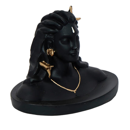 eCraftIndia Black Resin Adiyogi Shiva Statue for Car Dashboard| Adiyogi Statue for Home Decor Pooja Room Office| Mahadev Murti Lord Shiva Idol Gift for Diwali Maha Shivratri Housewarming Birthday