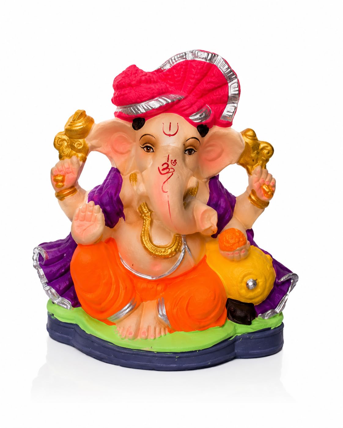 DORAYA EARTH CREATION Clay Ganpati Murti Handmade Eco-Friendly Multicolour Ganesh Idol for Home Temple, Ghar Pooja, Ganesh Chaturthi Decoration, Office Desk & Festive Gift | 6.5 Inch (Clear)