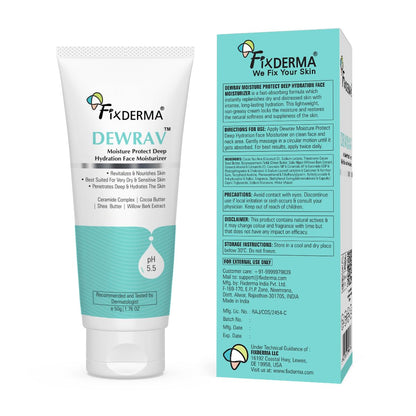 Fixderma Dewrav Deep Hydration Face Moisturizer with Cocoa & Shea Butter for Dry Skin - 50gm